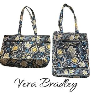 Like New Vera Bradley Ellie Blue Tote Bag + Laptop Bag